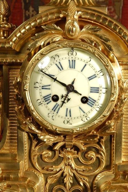 fig 4. Japy Freres Large and Stunning Louis XVI Style Brass Clock. French - Circa 1870.